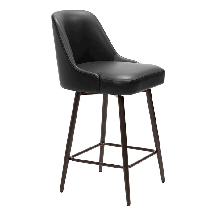 Zuo Modern Keppel Swivel Counter Stool, Black/Bronze