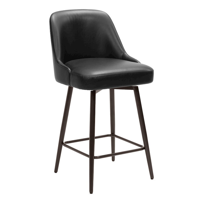 Zuo Modern Keppel Swivel Counter Stool, Black/Bronze
