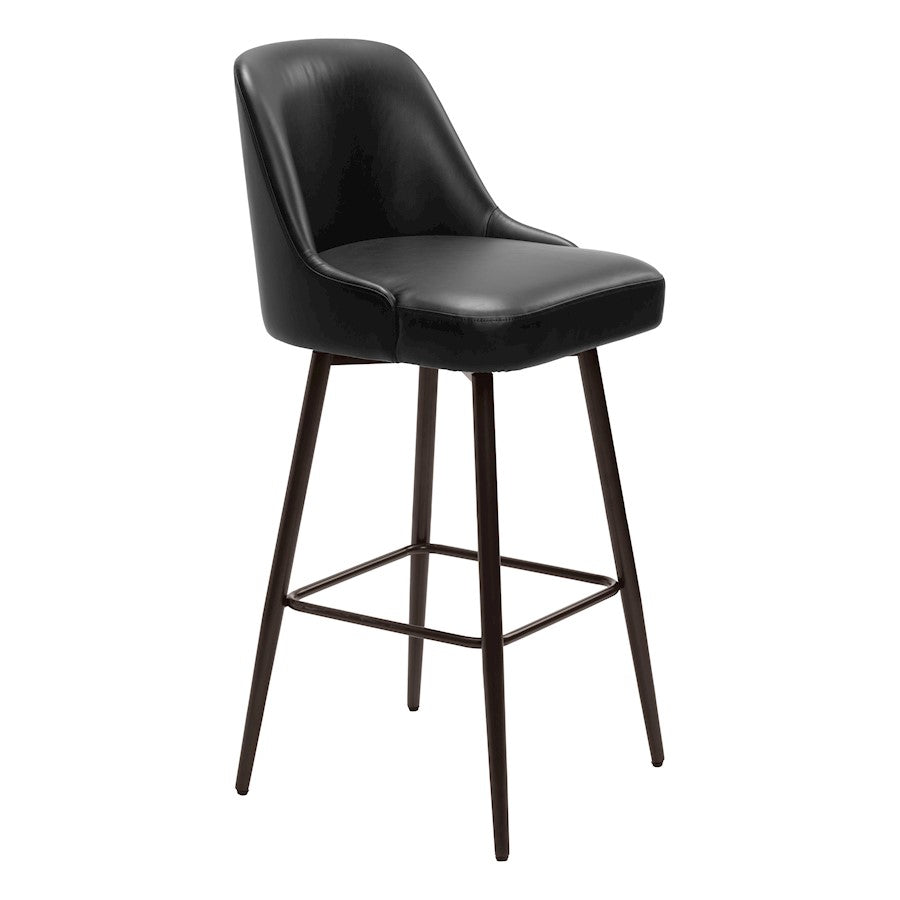 Zuo Modern Keppel Swivel BarStool, Black/Bronze - 109975