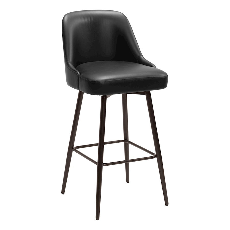 Zuo Modern Keppel Swivel BarStool, Black/Bronze