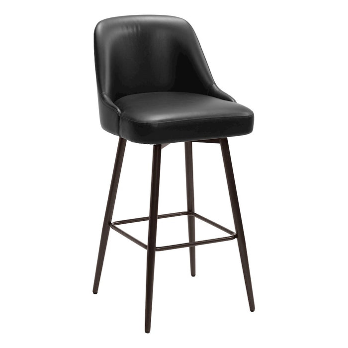 Zuo Modern Keppel Swivel BarStool, Black/Bronze