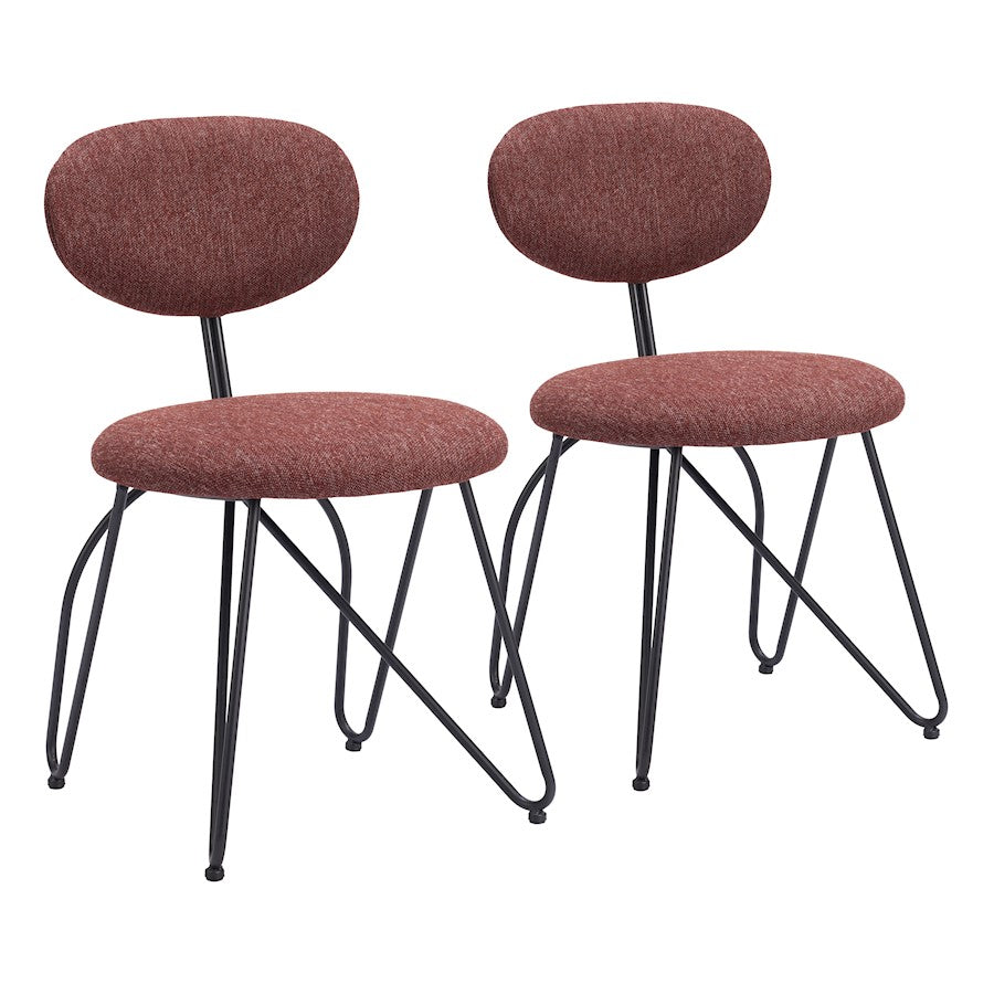 Zuo Modern Novi Dining Chair Set of 2, Maroon Brown - 110018