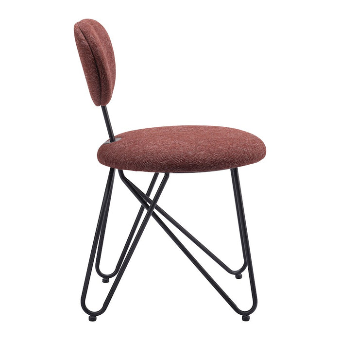 Zuo Modern Novi Dining Chair Set of 2, Maroon Brown