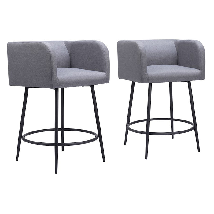 Zuo Modern Horbat Counter Stool Set of 2, Gray - 110065