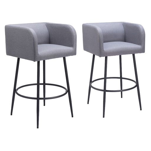 Zuo Modern Horbat BarStool Set of 2, Gray - 110066