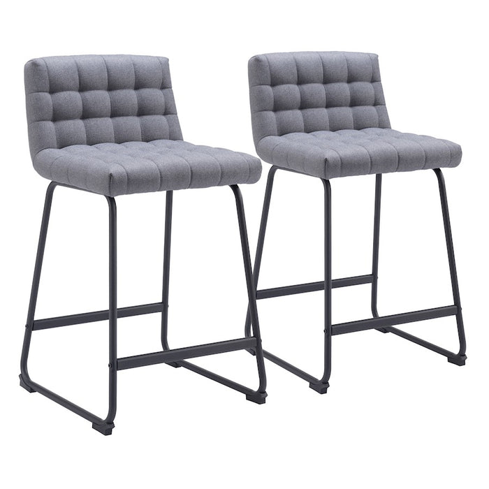 Zuo Modern Pago Counter Stool Set of 2, Gray - 110071