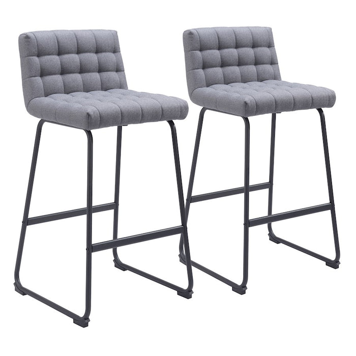 Zuo Modern Pago BarStool Set of 2, Gray - 110072