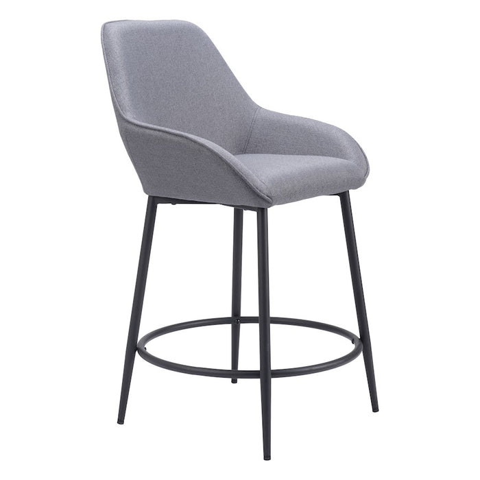 Zuo Modern Vila Counter Stool Set of 2, Gray