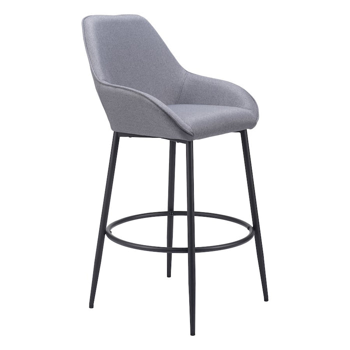 Zuo Modern Vila Barstool Set of 2, Gray