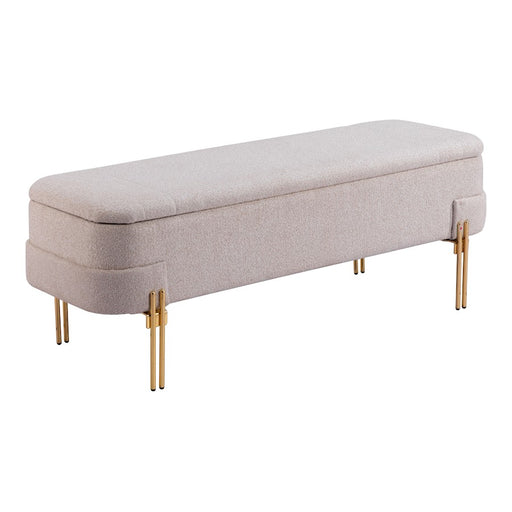 Zuo Modern Lebreton Storage Bench, Oatmeal Beige