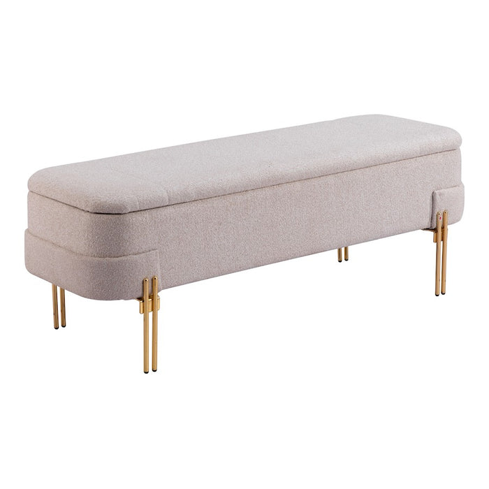 Zuo Modern Lebreton Storage Bench, Oatmeal Beige