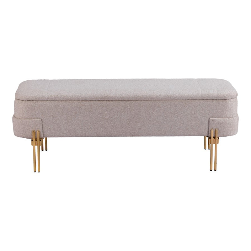 Zuo Modern Lebreton Storage Bench, Oatmeal Beige