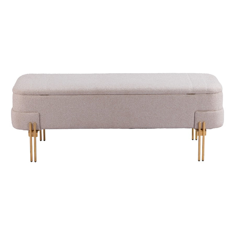 Zuo Modern Lebreton Storage Bench, Oatmeal Beige