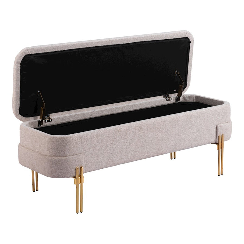 Zuo Modern Lebreton Storage Bench, Oatmeal Beige