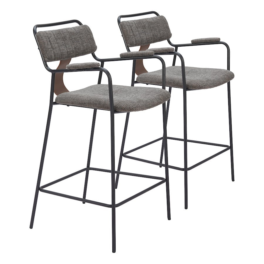 Zuo Modern Couva Counter Stool Set of 2, Butterscotch Brown - 110090