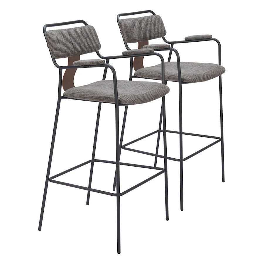 Zuo Modern Couva BarStool Set of 2, Butterscotch Brown - 110091