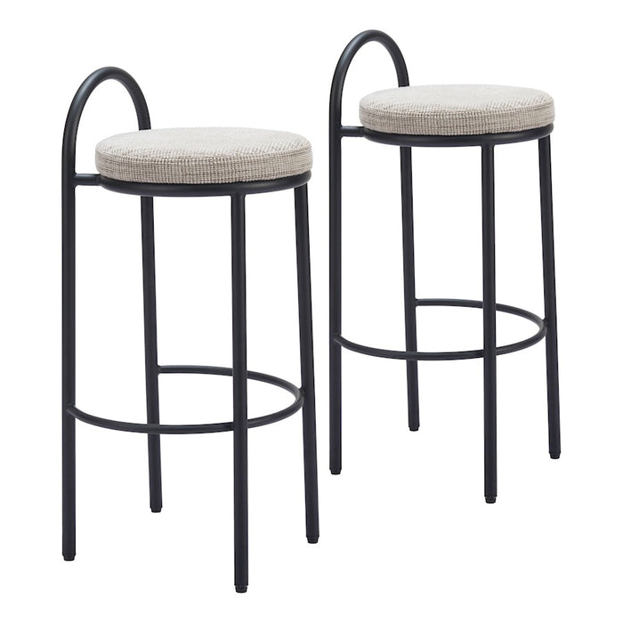 Zuo Modern Sisal BarStool Set of 2, Beige Tweed - 110097