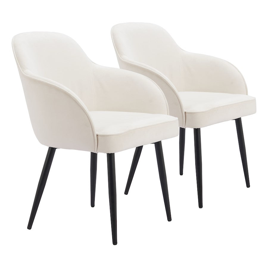 Zuo Modern Jolie Dining Chair Set of 2, Ivory - 110157