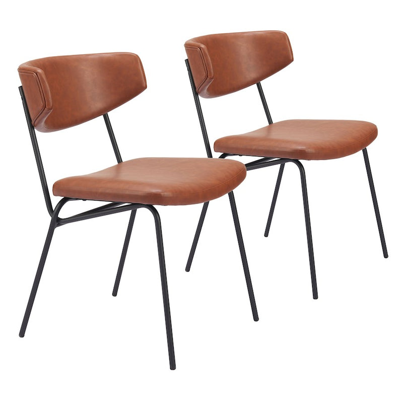Zuo Modern Charon Dining Chair Set of 2, Vintage Brown - 110258