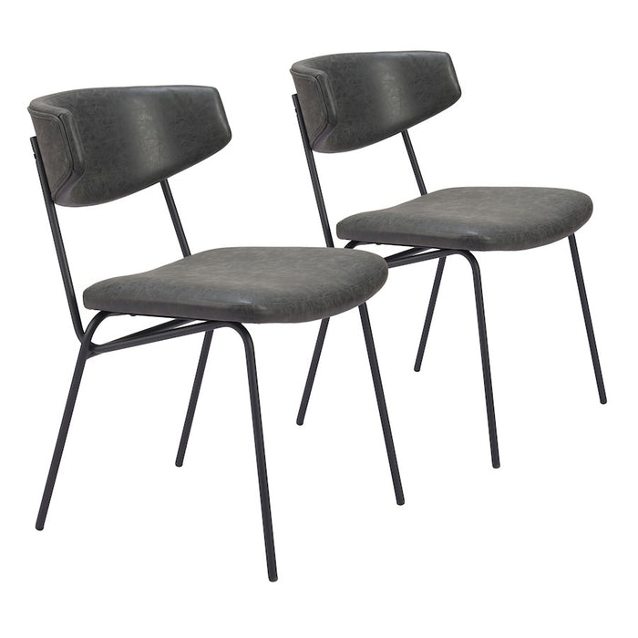 Zuo Modern Charon Dining Chair Set of 2, Vintage Black - 110259
