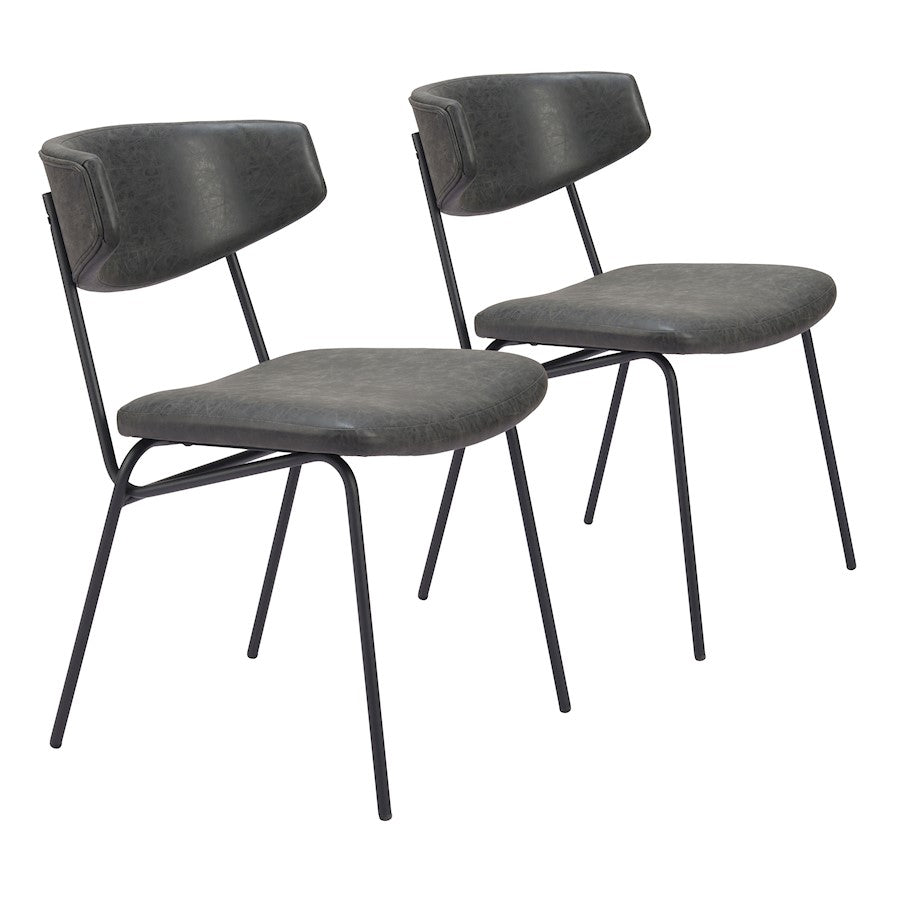 Zuo Modern Charon Dining Chair Set of 2, Vintage Black - 110259