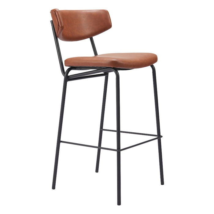 Zuo Modern Charon BarStool Set of 2, Vintage Brown