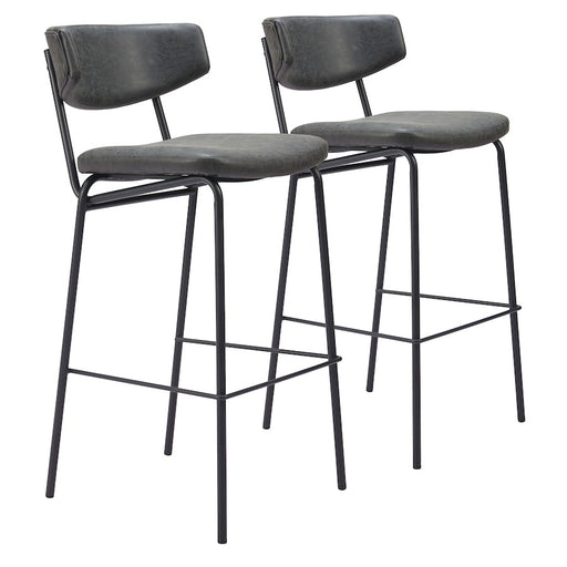 Zuo Modern Charon BarStool Set of 2, Vintage Black - 110261