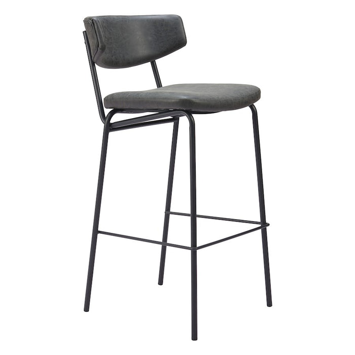 Zuo Modern Charon BarStool Set of 2, Vintage Black