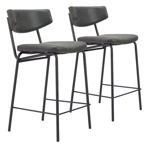 Zuo Modern Charon Counter Stool Set of 2, Vintage Black - 110263
