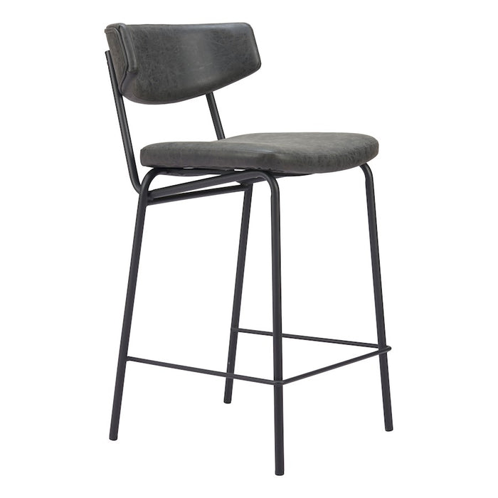 Zuo Modern Charon Counter Stool Set of 2, Vintage Black