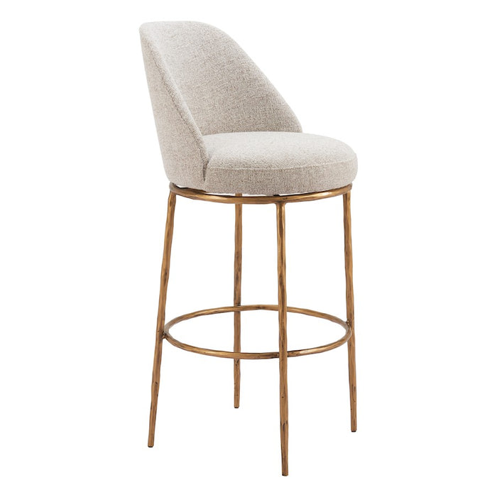 Zuo Modern Nordhavn Swivel BarStool, Beige/Gold - 110271