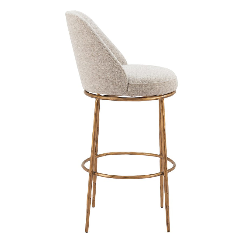 Zuo Modern Nordhavn Swivel BarStool, Beige/Gold