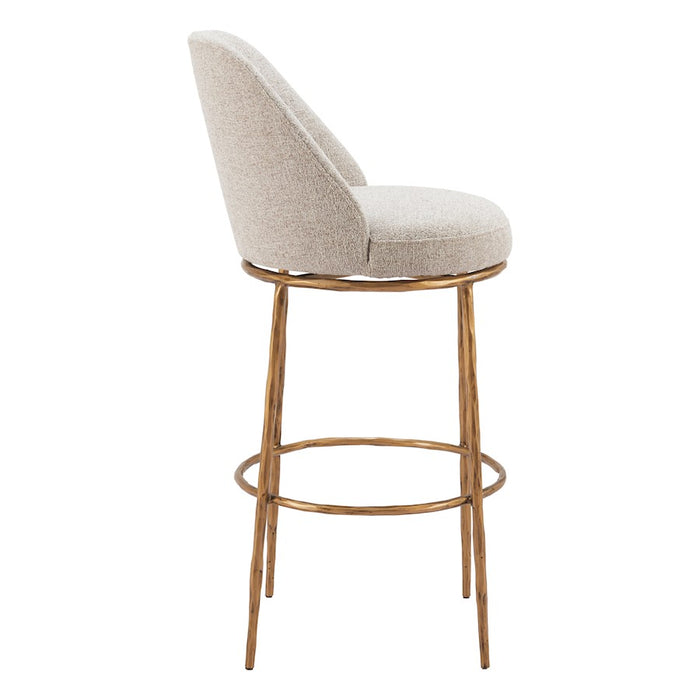 Zuo Modern Nordhavn Swivel BarStool, Beige/Gold