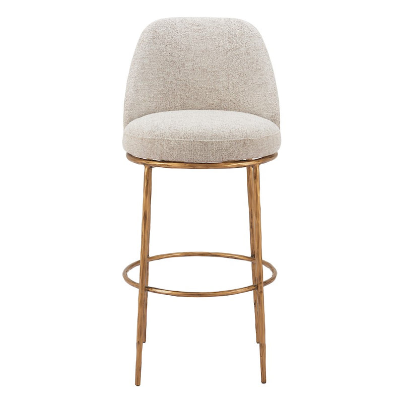 Zuo Modern Nordhavn Swivel BarStool, Beige/Gold