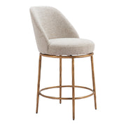 Zuo Modern Nordhavn Swivel Counter Stool, Beige/Gold - 110272