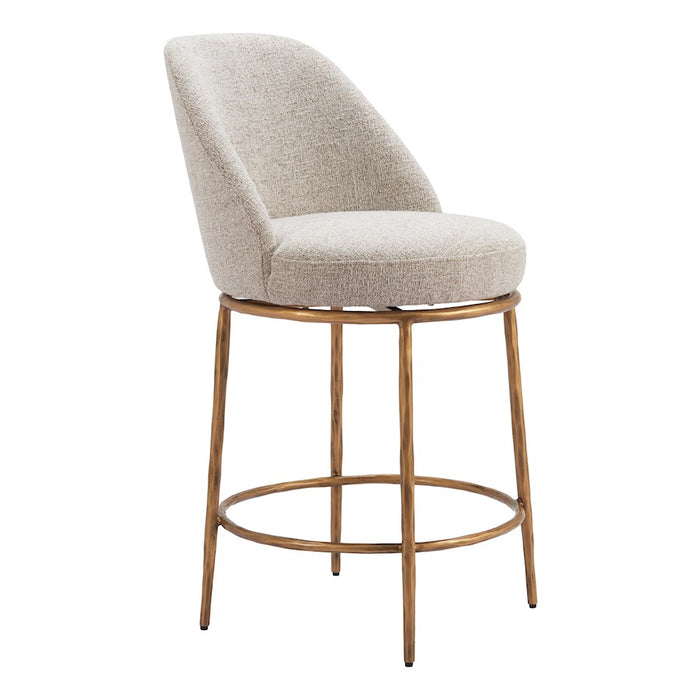 Zuo Modern Nordhavn Swivel Counter Stool, Beige/Gold