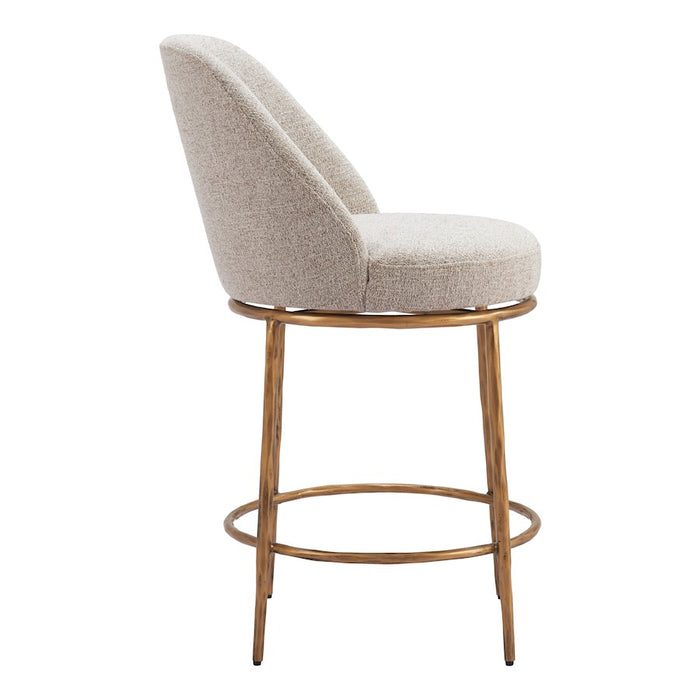 Zuo Modern Nordhavn Swivel Counter Stool, Beige/Gold