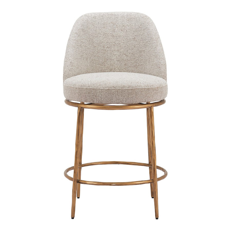 Zuo Modern Nordhavn Swivel Counter Stool, Beige/Gold