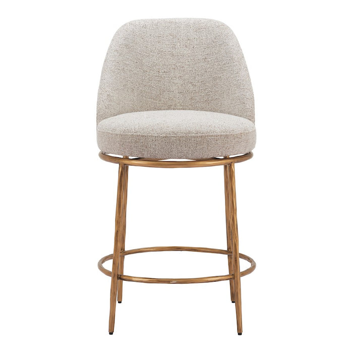 Zuo Modern Nordhavn Swivel Counter Stool, Beige/Gold