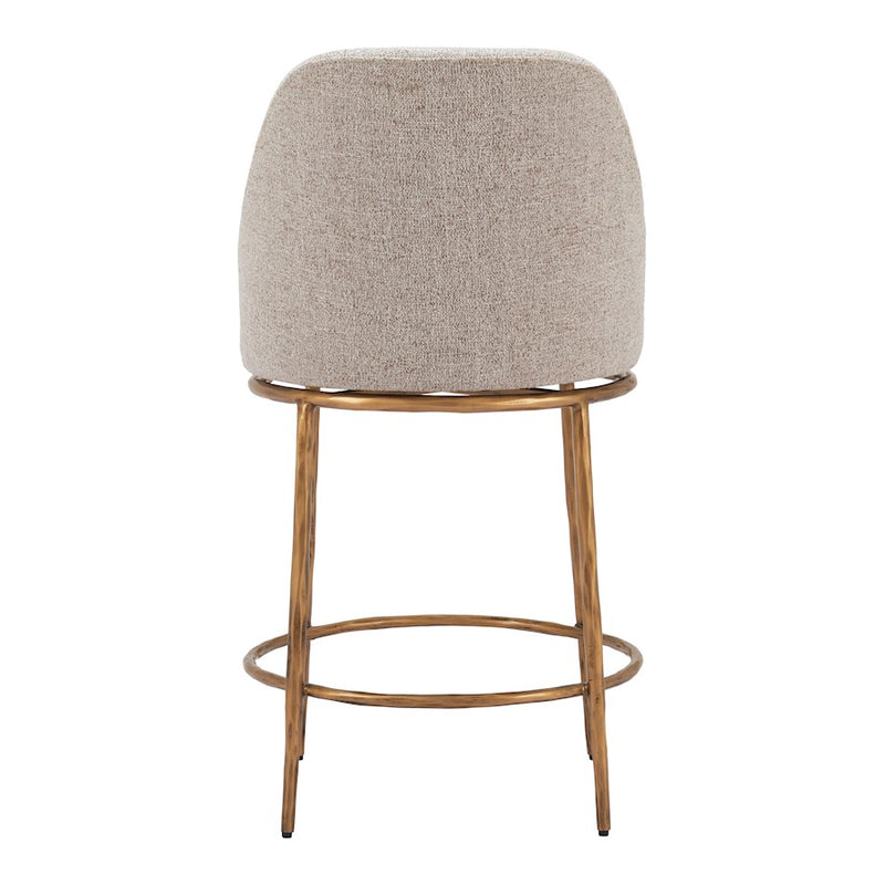 Zuo Modern Nordhavn Swivel Counter Stool, Beige/Gold