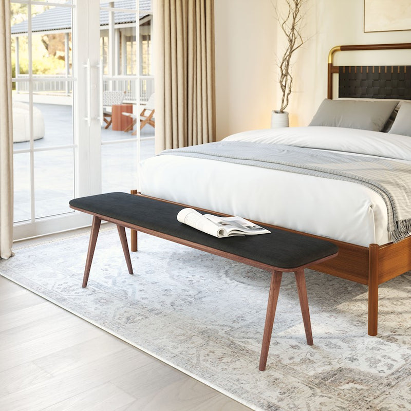 Zuo Modern Kazwali Bench, Black/Walnut