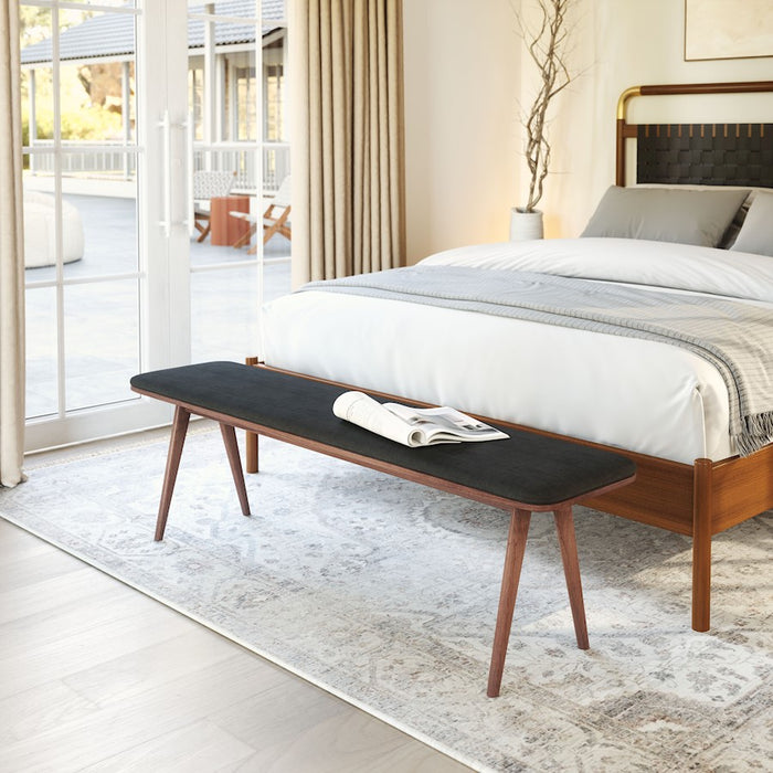 Zuo Modern Kazwali Bench, Black/Walnut