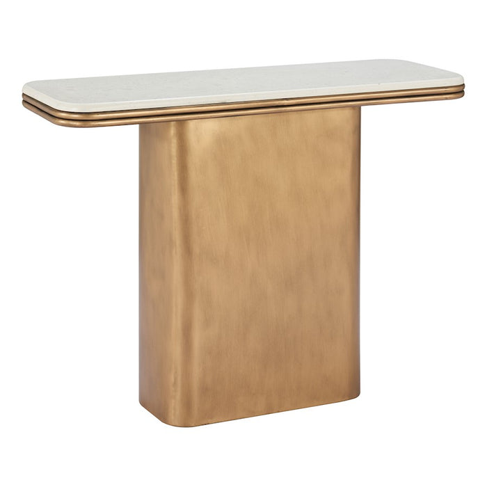 Zuo Modern Cher Console Table, White/Brass