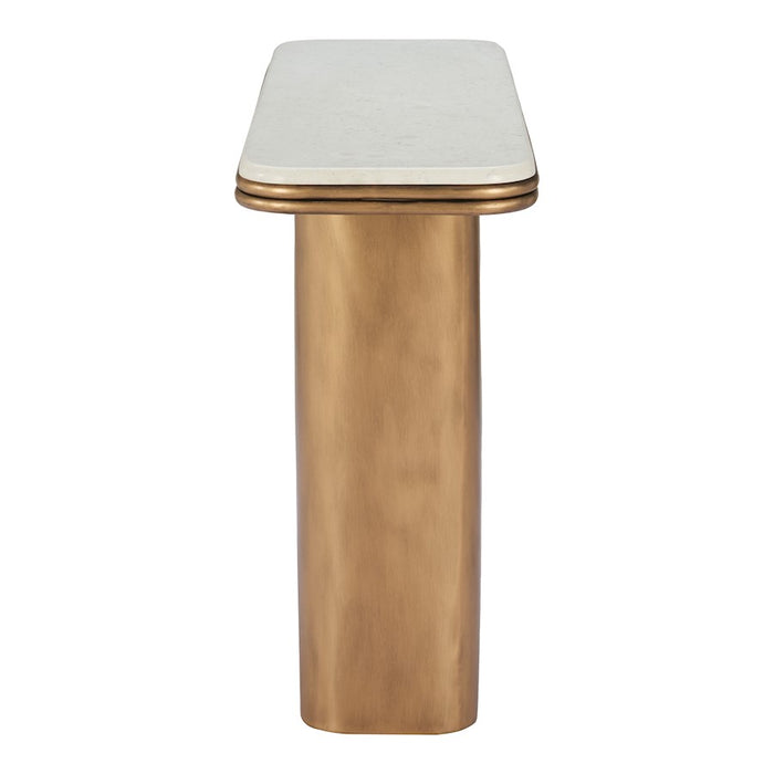 Zuo Modern Cher Console Table, White/Brass