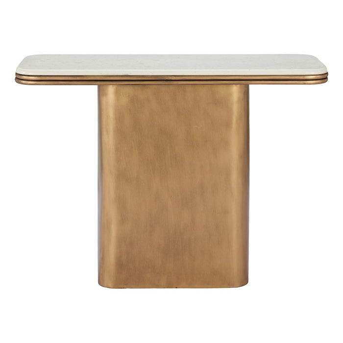 Zuo Modern Cher Console Table, White/Brass