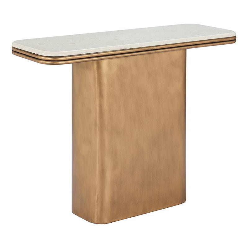 Zuo Modern Cher Console Table, White/Brass