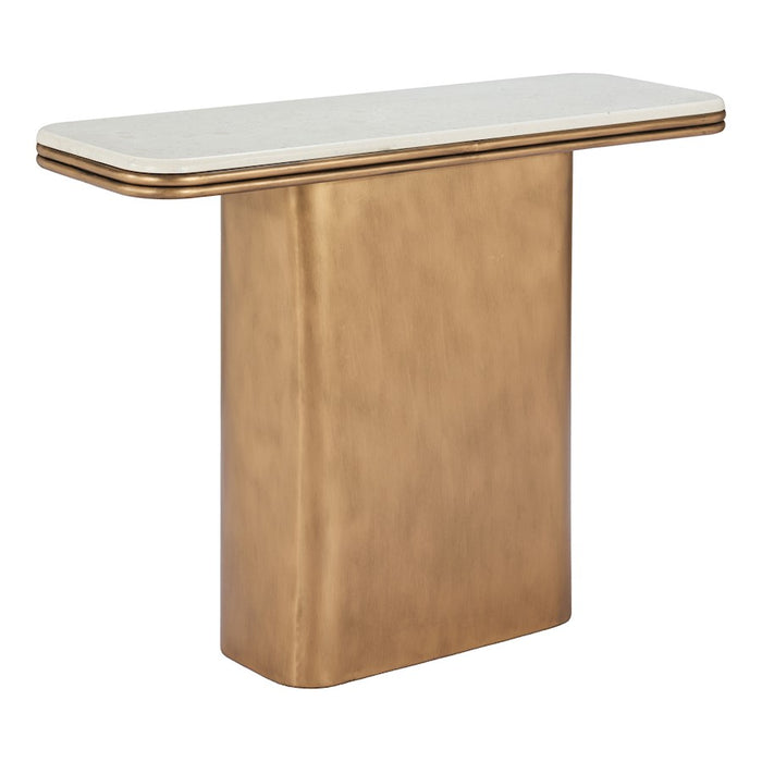 Zuo Modern Cher Console Table, White/Brass