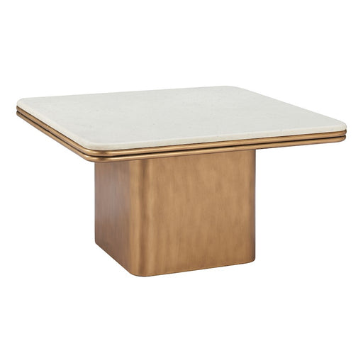 Zuo Modern Cher Coffee Table, White/Brass - 110324