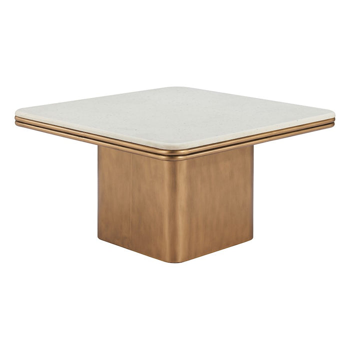 Zuo Modern Cher Coffee Table, White/Brass