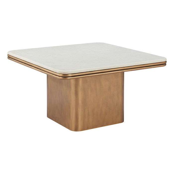 Zuo Modern Cher Coffee Table, White/Brass